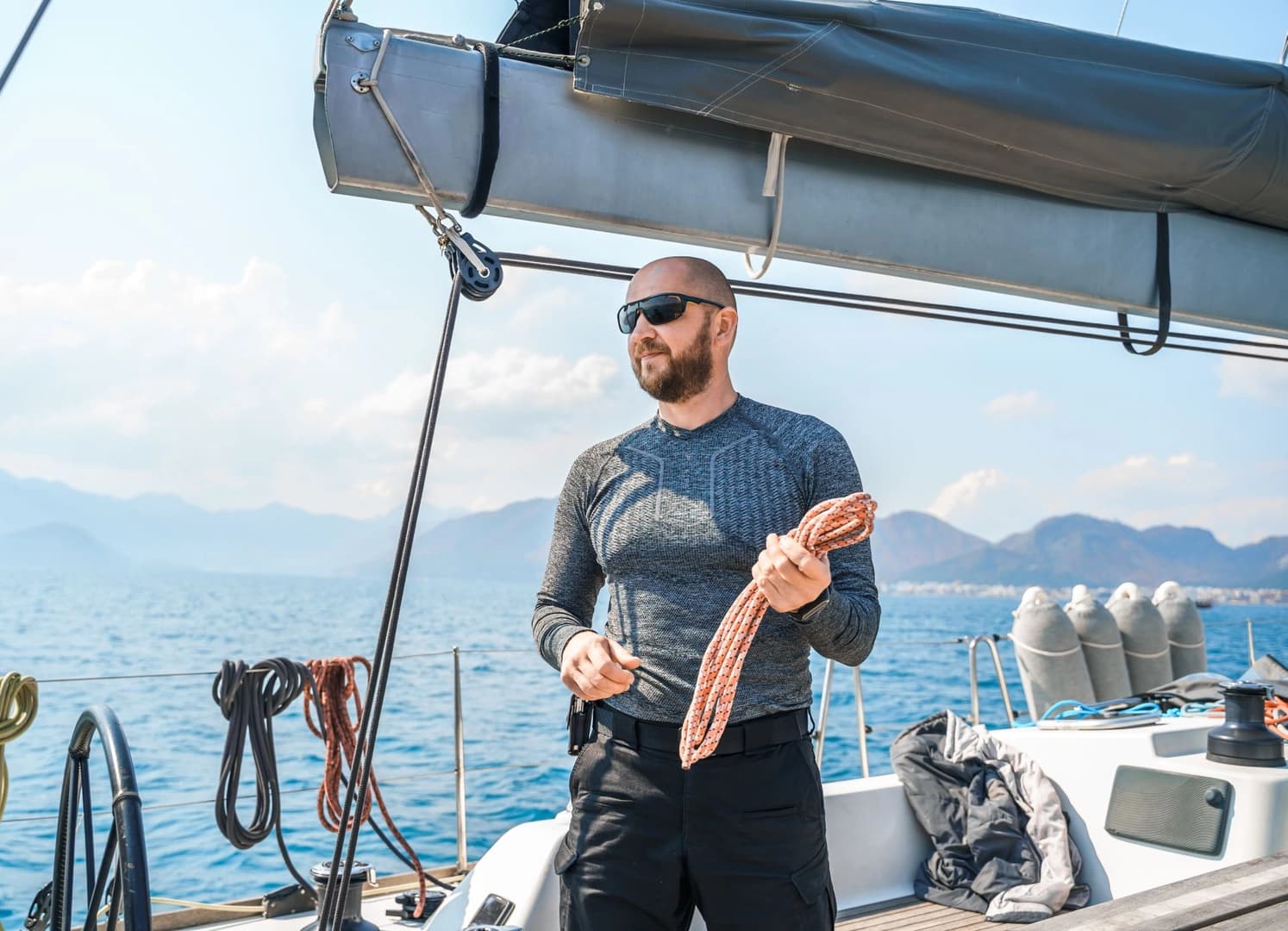 Individual practice on a sailing yacht - photo